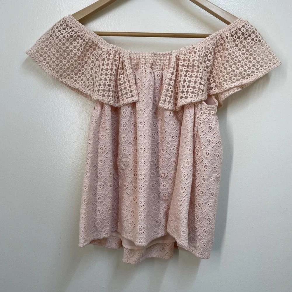 Womens Rebecca Minkoff Eyelet Ruffle Top Size XXS Boho Whimsical